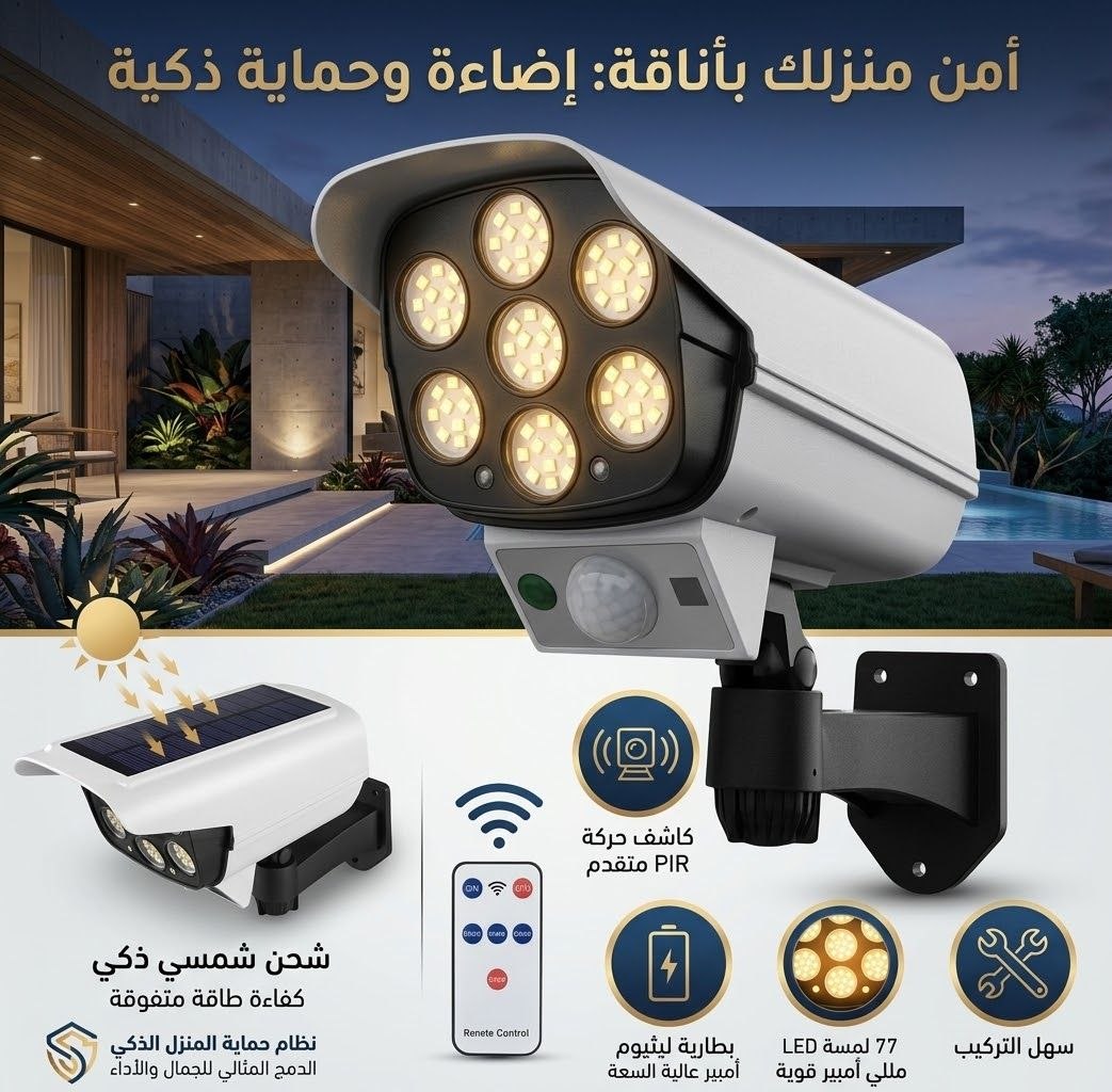 مصباح شمسي على شكل كاميرا مراقبة